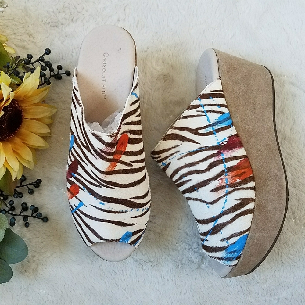 Chocolat Blu Women's Calf Hair Mules